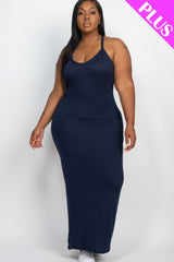 Plus Racer Back Maxi Dress - Navy / 1XL