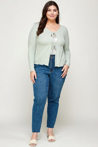 Solid Ribbed Pointelle Cardigan