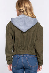 Long Sleeve Hoodie Corduroy Jacket