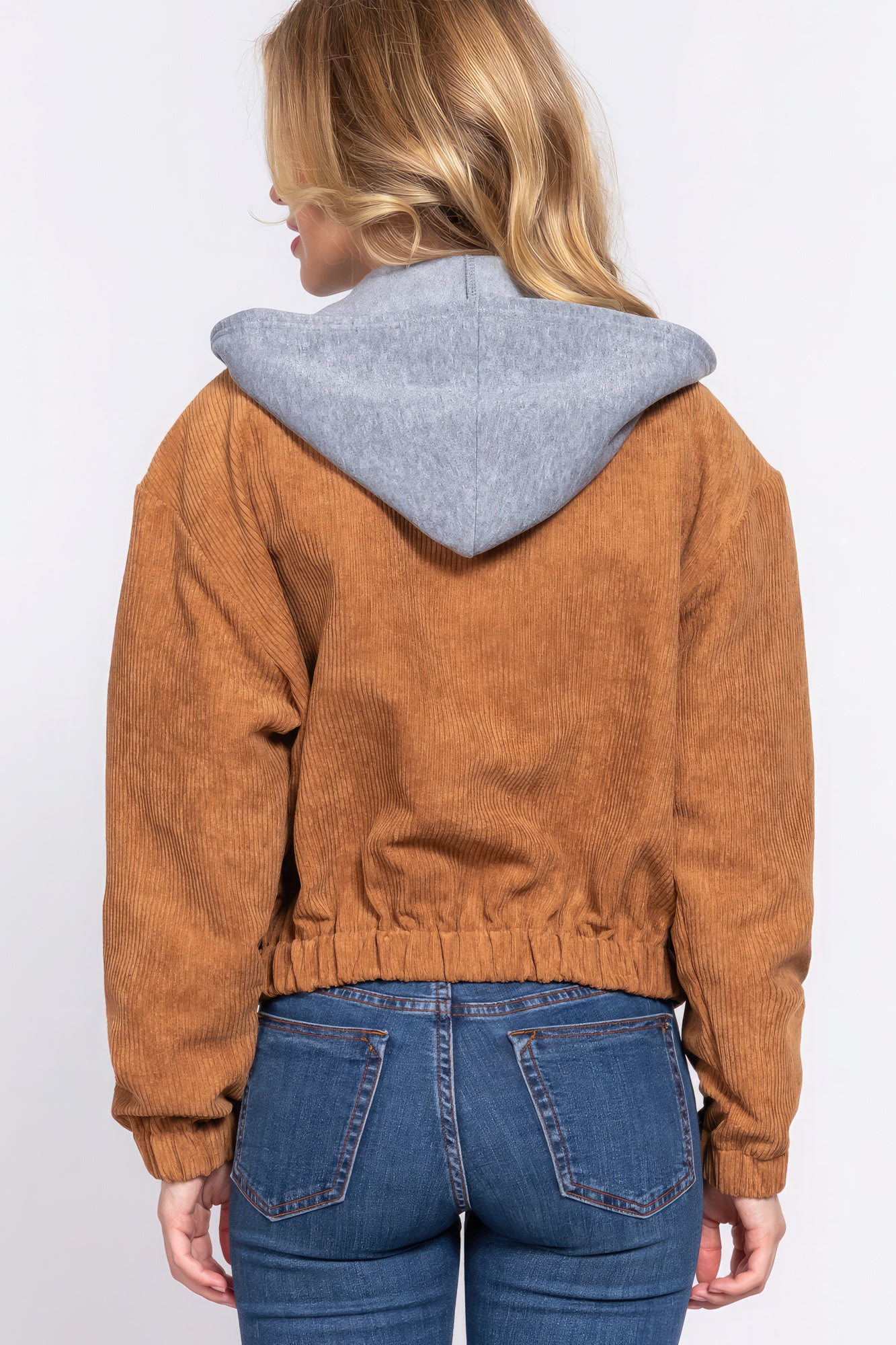 Long Sleeve Hoodie Corduroy Jacket