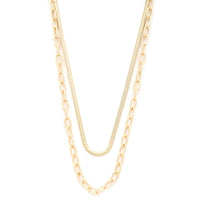 Flat Snake Oval Link Layered Necklace