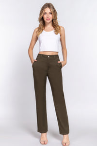 Straight Fit Twill Long Pants