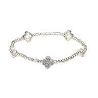 Metal Flower Station Stretch Bracelet