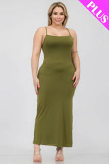 Plus Size Crisscross Back Split Thigh Maxi Dress - Olive Branch / 1XL