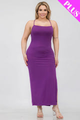 Plus Size Crisscross Back Split Thigh Maxi Dress - Dahlia / 1XL