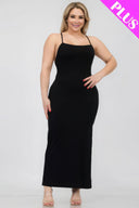 Plus Size Crisscross Back Split Thigh Maxi Dress - Black / 1XL