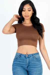 Short Sleeve Roundneck Crop Top