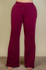 Plus Size Drawstring Waist Slant Pocket Sweatpants - Burgundy / 1XL