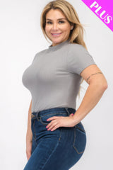 Plus Size Ribbed Short Sleeve Bodysuit