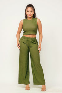 Crop Top And Wide Pants Set