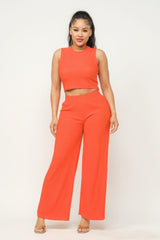 Crop Top And Wide Pants Set