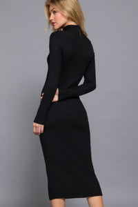 Long Sleeve High Neck Sweater Long Dress