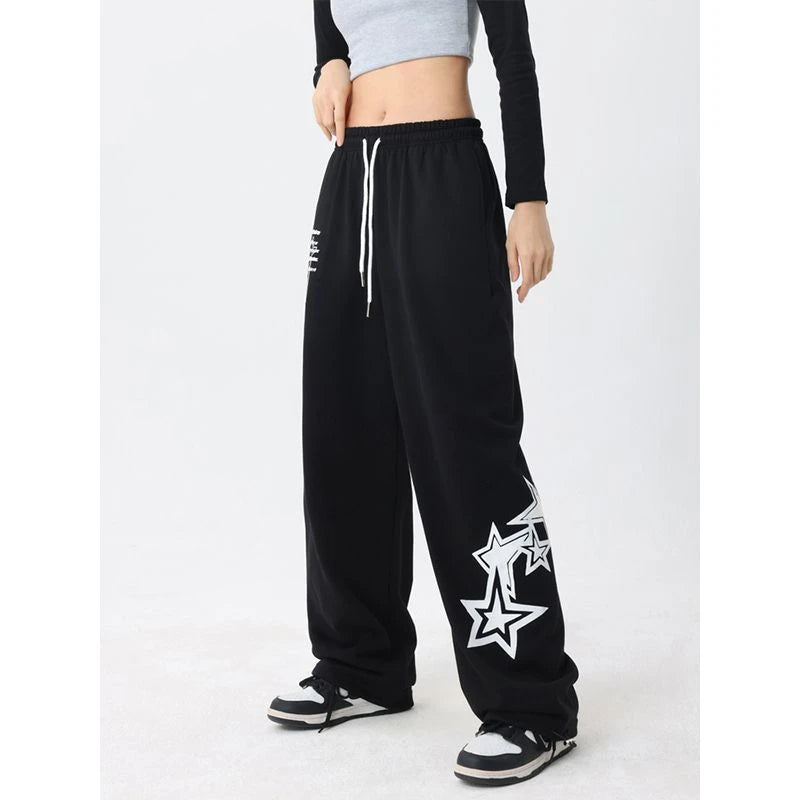 High Waist Star Print Baggy Sweatpants