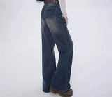 High Waist Straight Wide Leg Grunge Denim Jeans