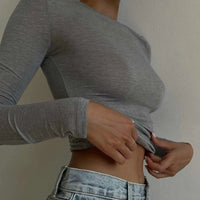 Backless Hollow Out Long Sleeve Top