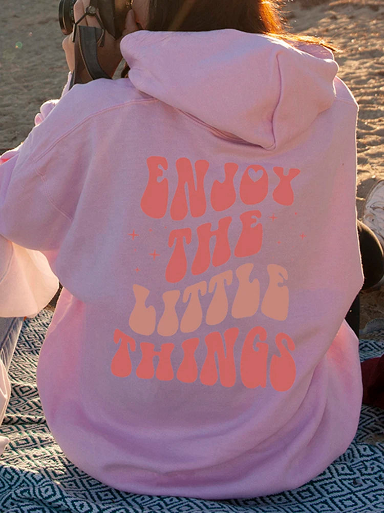 ’Enjoy The Little Things’ Printed Oversized Hoodie