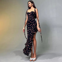 Floral Spaghetti Strap Slit Dress