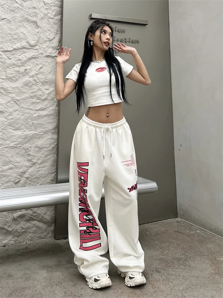 White Wide Leg Oversized Joggers