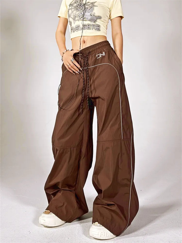 Oversized Vintage Brown Reflective Cargo Pants