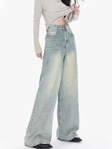 High Waisted Vintage Wide Leg Baggy Straight Jeans