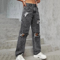 Oversized Straight Leg Baggy Denim Cargo Pants