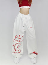 White Oversized Hip Hop Joggers