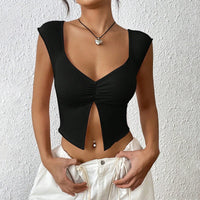 Low-Cut Sleeveless Slim Fit Crop Top