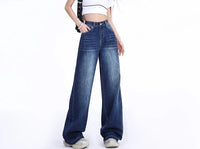 Blue High Waist Loose Denim Pants