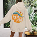 Forever Chasing Sunset Print Hoodie - White / S