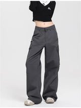 Vintage Gray Wide Leg Cargo Pants