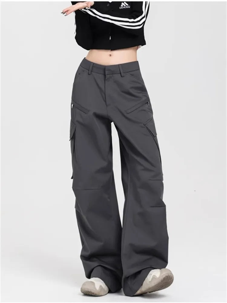 Vintage Gray Wide Leg Cargo Pants