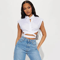 Sleeveless Bandage White Crop Top