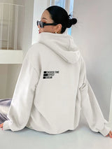 Casual Oversized ’Cherish Time Effect Dream’ Letter Printed Hoodie