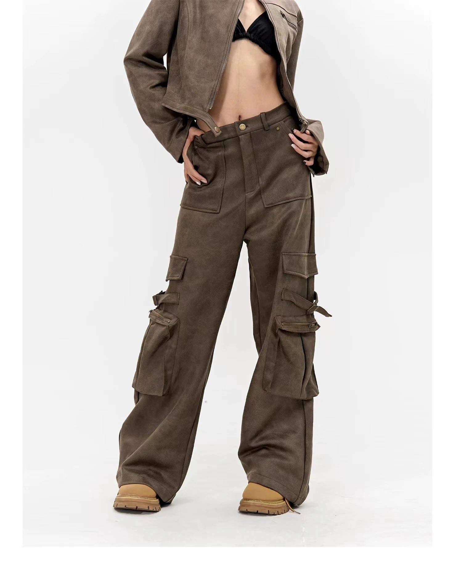 High Street Dark Brown Oversized Cargo Pants