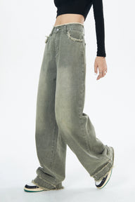 Green Baggy Wide Leg Jeans