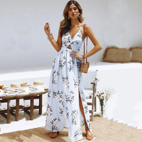 Floral Print Halter Maxi Dress