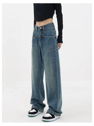 Blue Wide Leg Loose Jeans Pants