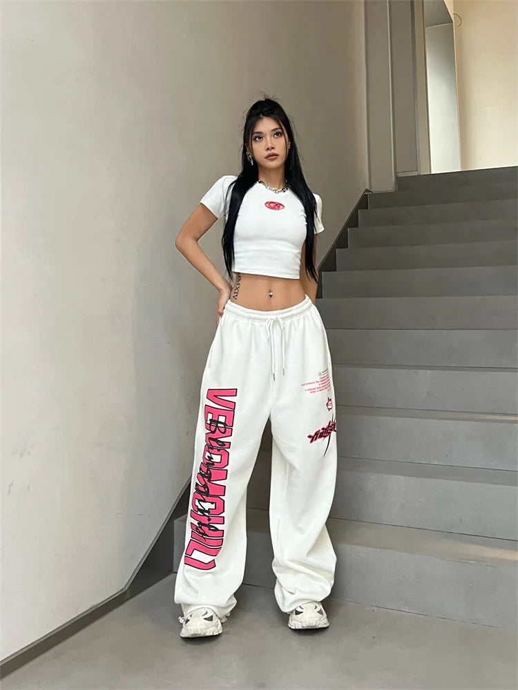 White Wide Leg Oversized Joggers