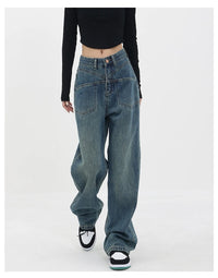 Blue Wide Leg Loose Jeans Pants