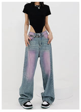 High Waist Wide Leg Tie Dye Baggy Jeans