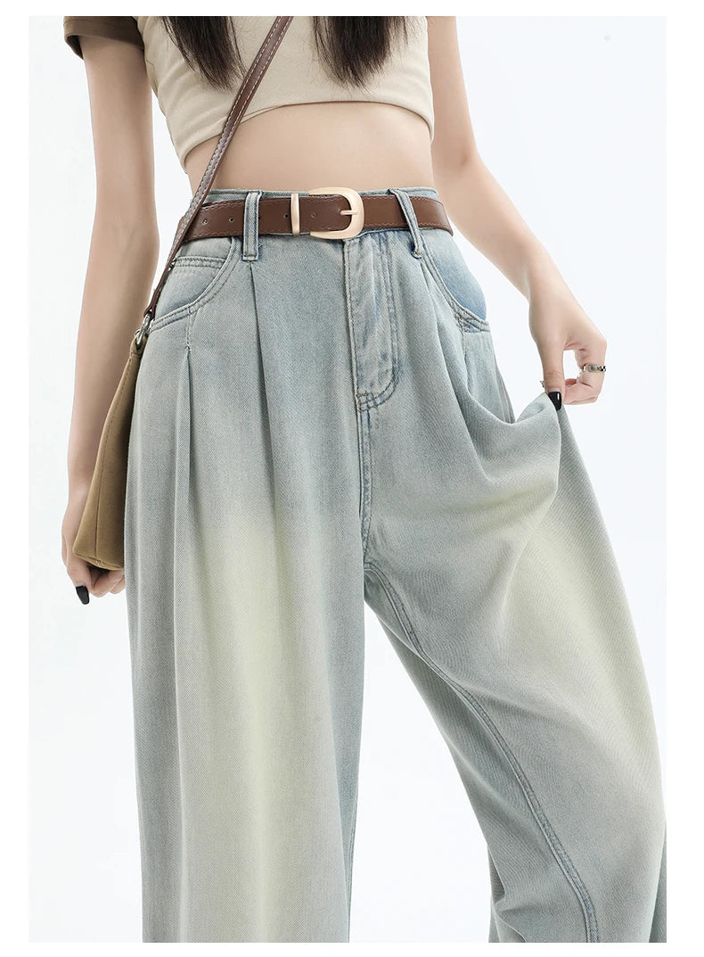 Wide Leg Baggy Blue Straight Jeans