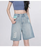 High Waist Light Blue Denim Shorts