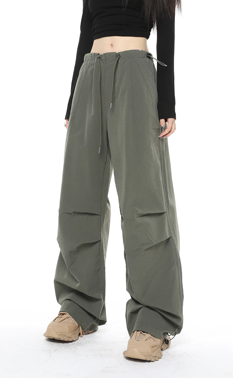 Army Green Wide Leg Baggy Cargo Pants