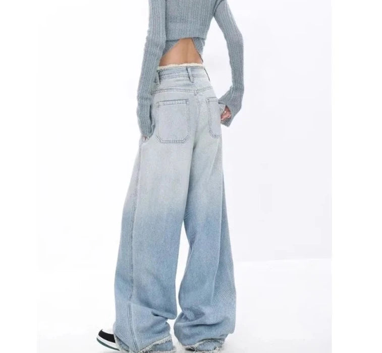 Blue Gradient Wide Leg Baggy Trouser