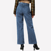 High Waist Blue Straight Denim Jeans