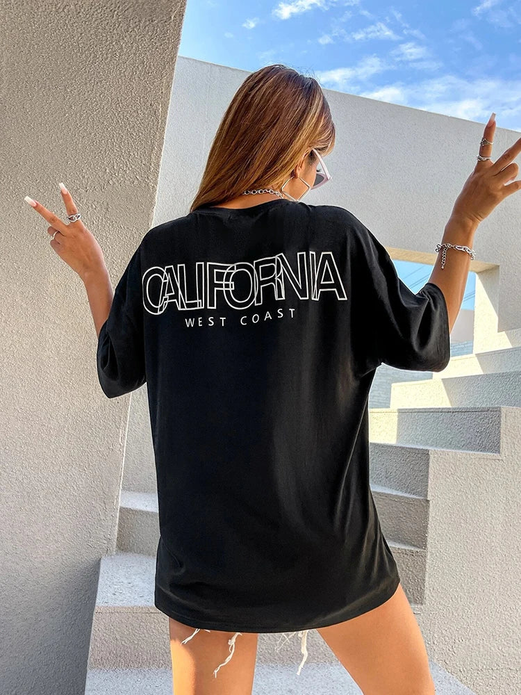 California West Coast Printed Oversized Short Sleeve T-shirt