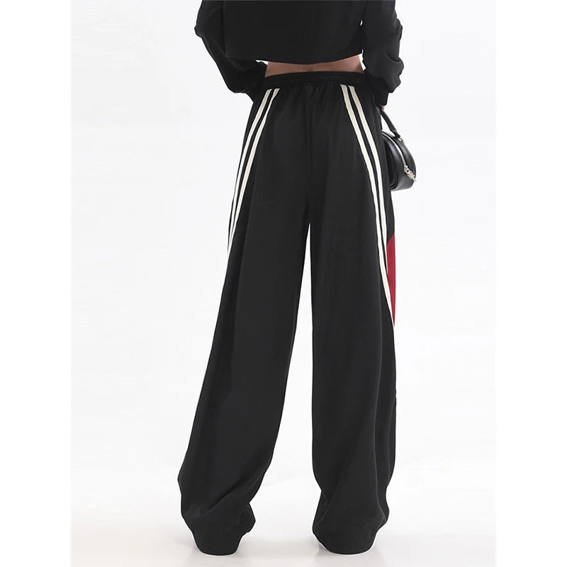 High Waist Drawstring Loose Contrast Color Sweatpants