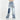 Ripped High Waist Patchwork Blue Straight Jeans