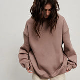 Oversized Fleece Sweatshirt - Light Brown / S