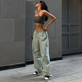 Loose Drawstring Baggy Wide Leg Sweatpants - Aqua / XS